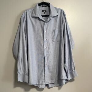 Calvin Klein Blue Cotton Button Down Dress Shirt XXL 18 36/37